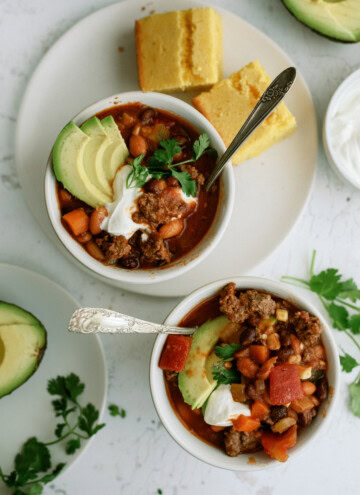 chili in two bowls