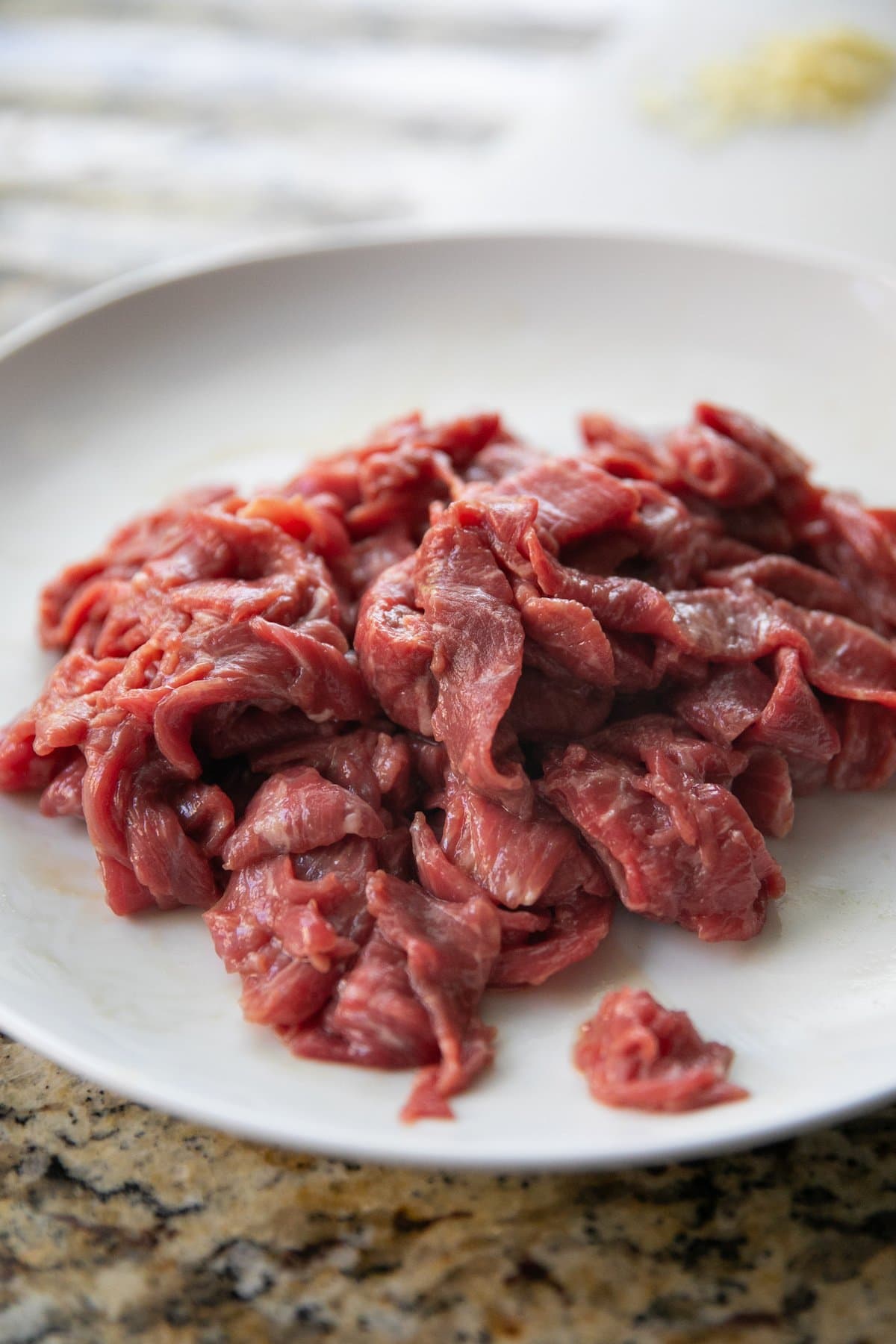 marinating beef on plate
