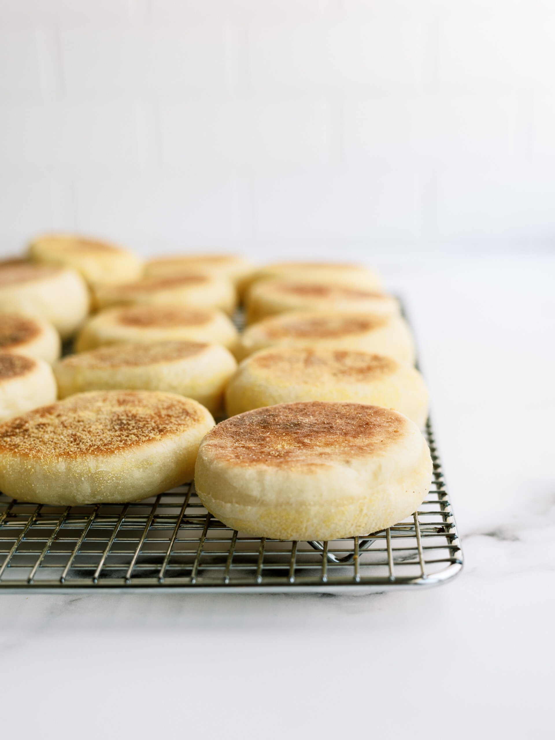 english muffins on a cooling wrack
