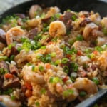 shrimp and rice in skillet