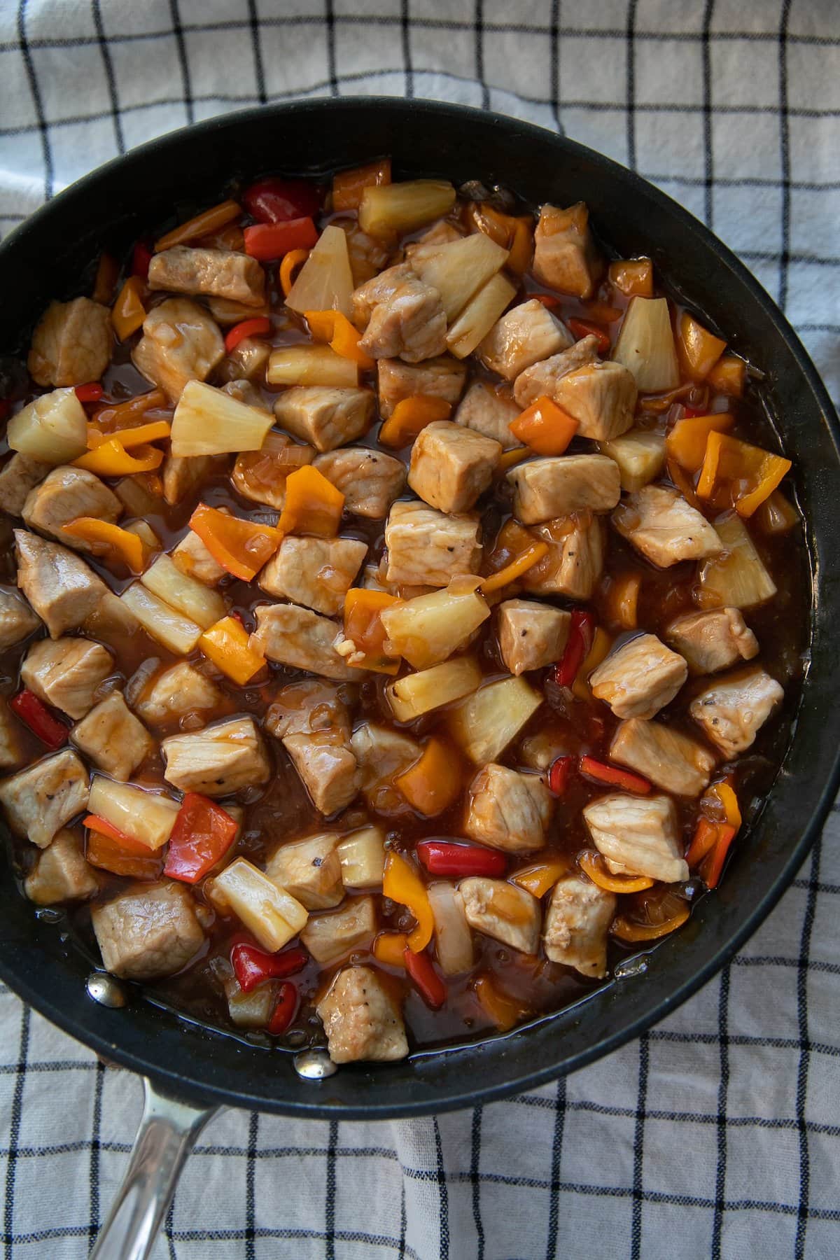 sweet and sour pork in pan