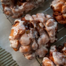 top down view of glazed apple fritter