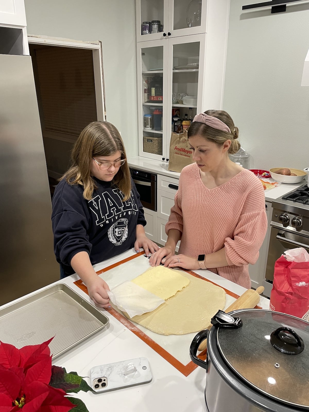 mom and daughter baking