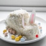 Easter Bunny Cake on a white plate