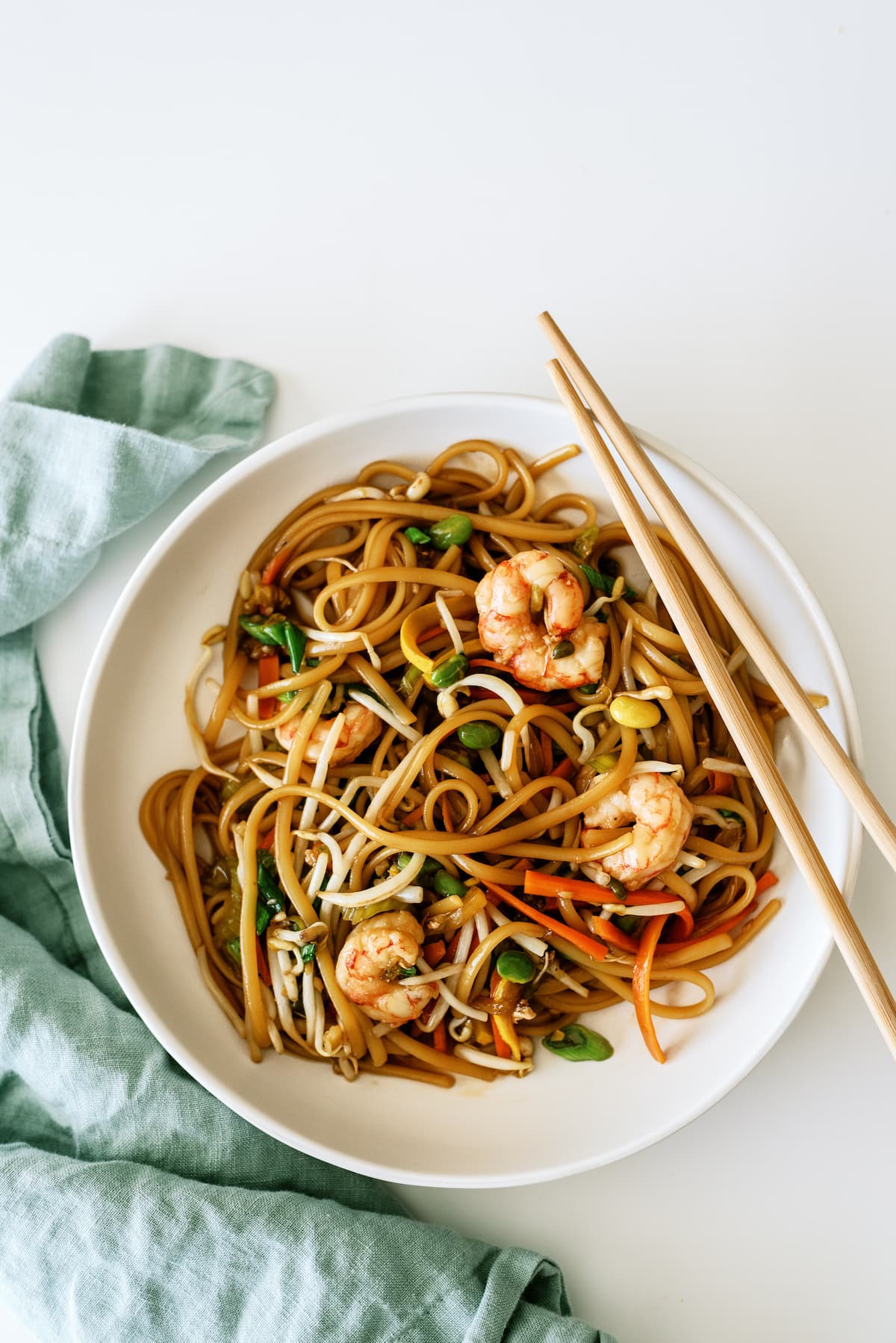soba noodle bowl with shrimp