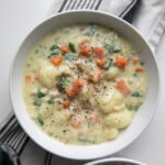chicken gnocchi soup in bowl