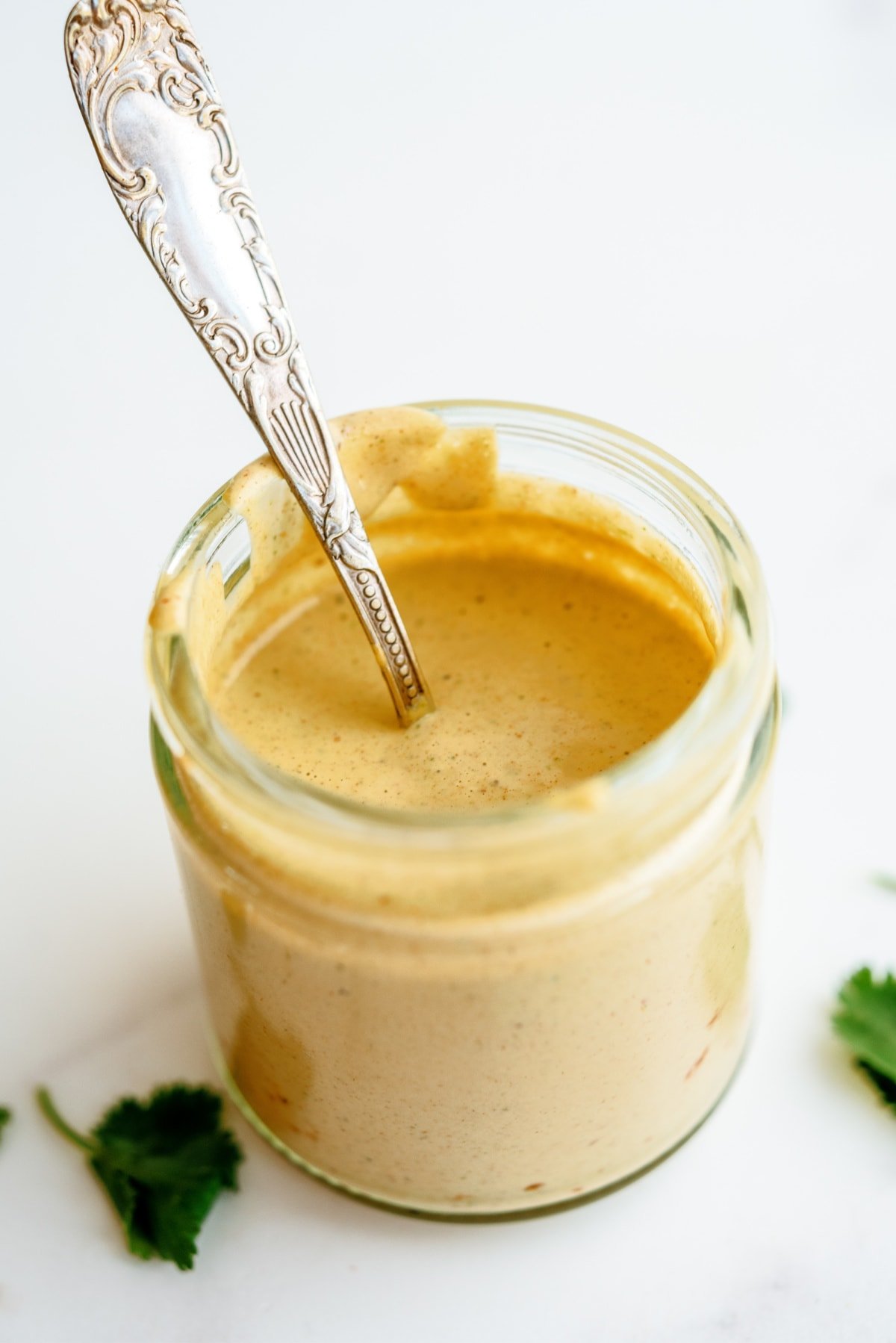 remoulade-sauce in jar with spoon