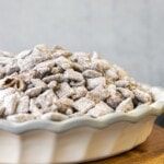 puppy chow in a pie plate