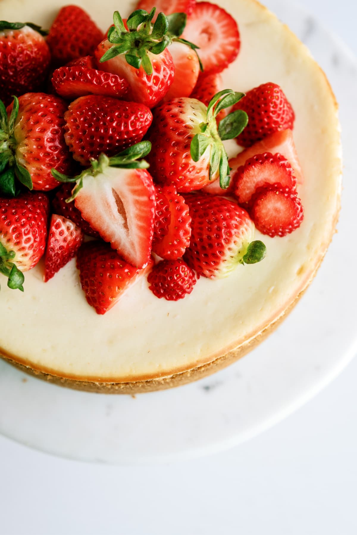 aerial view of strawberry-cheesecake