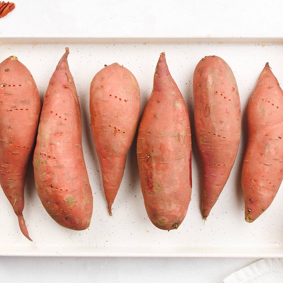 sweet potatoes on tray