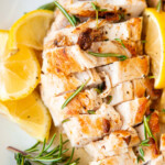 Sliced Sous Vide Chicken with lemons and herbs