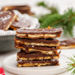 stacked christmas-crack on plate