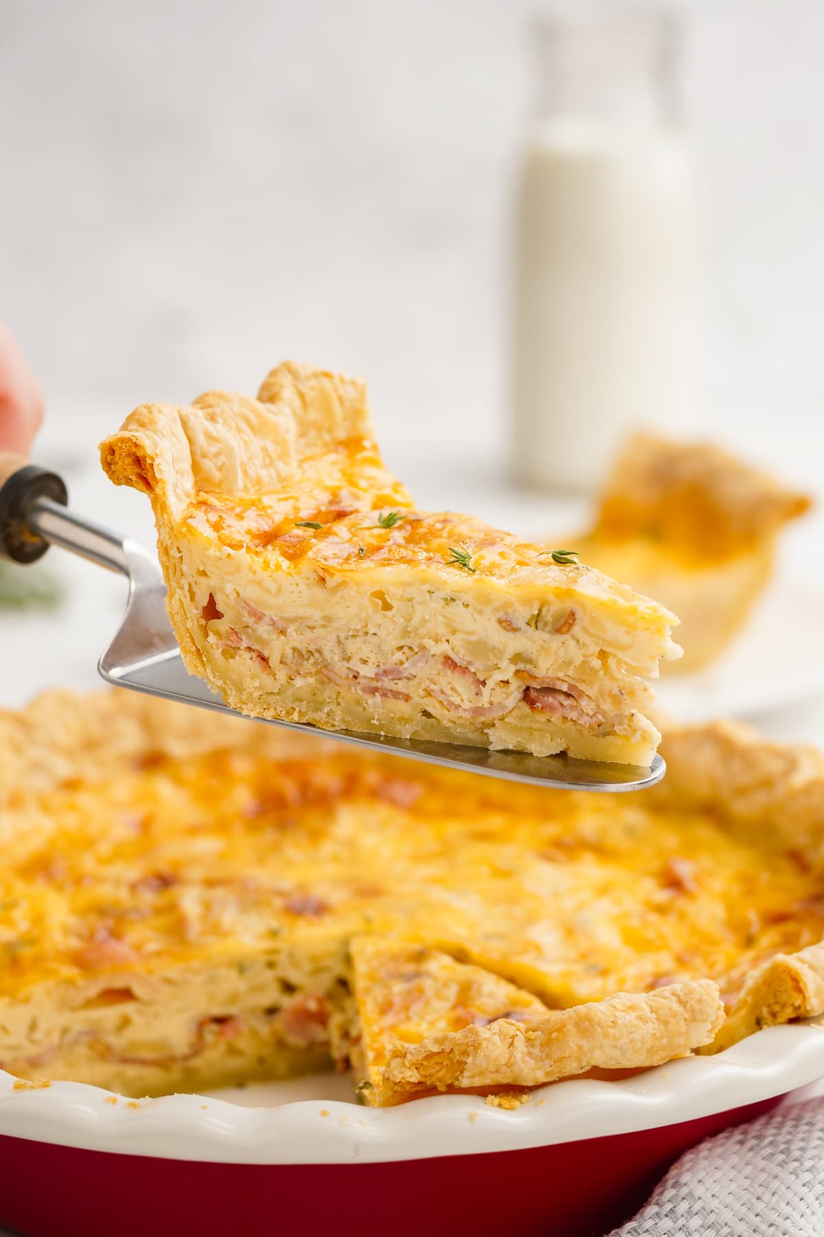 quiche lorraine piece scooped out