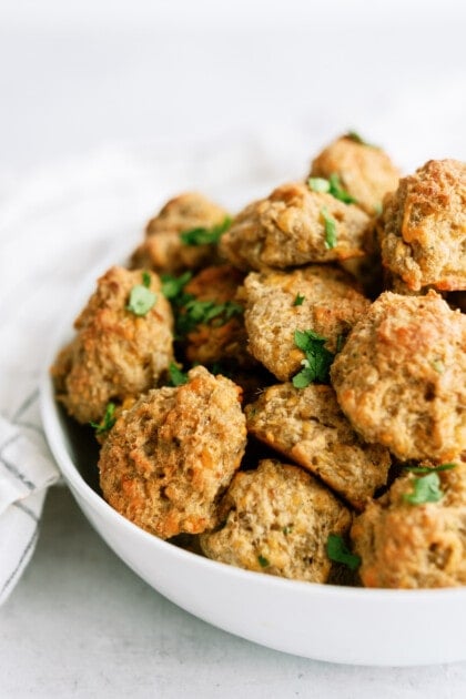 sausage balls in bowl