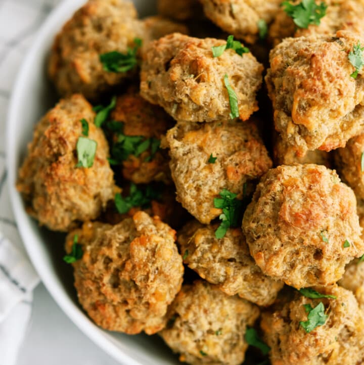 sausage balls in bowl