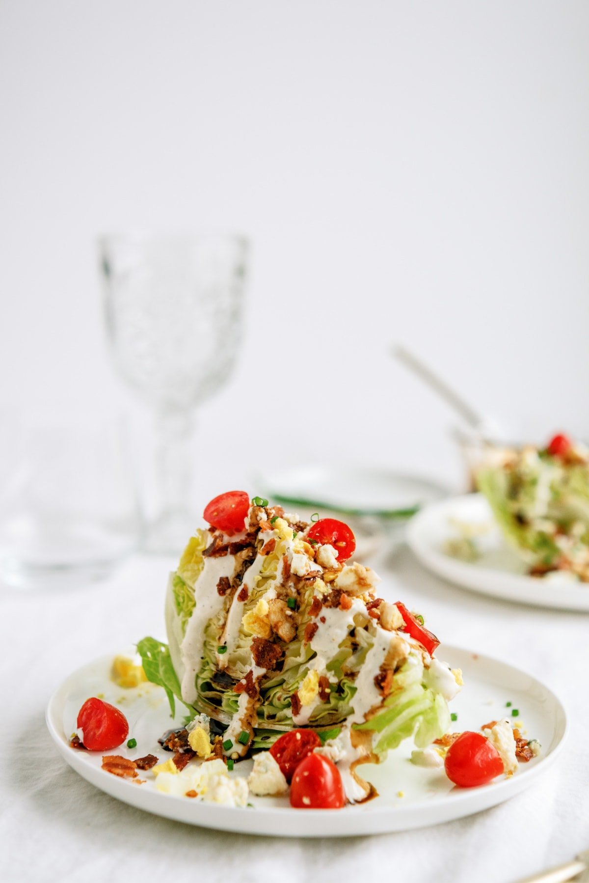 Iceberg wedge salads on the table