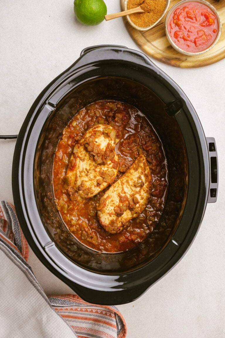 cooked chicken breast in crockpot