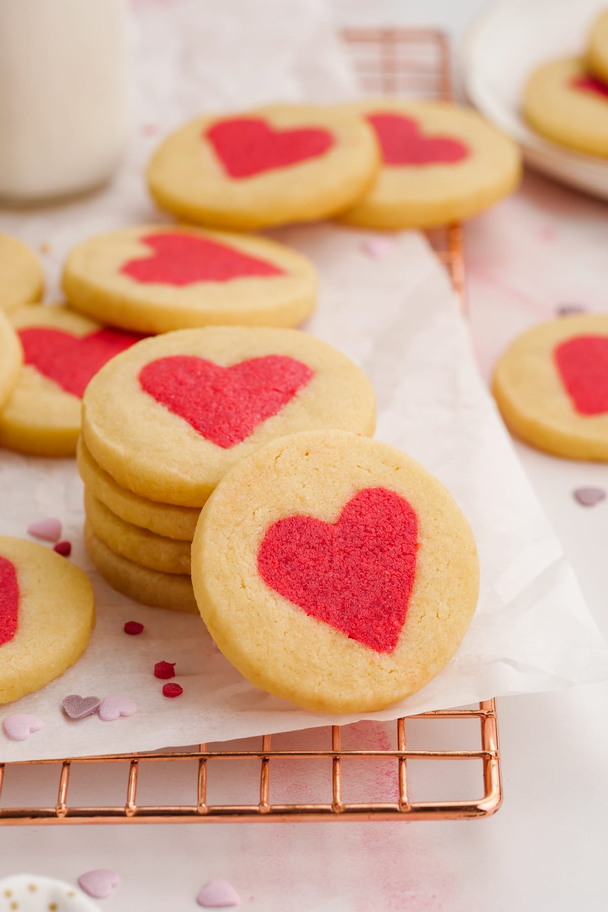 stacked Valentine's Day cookies
