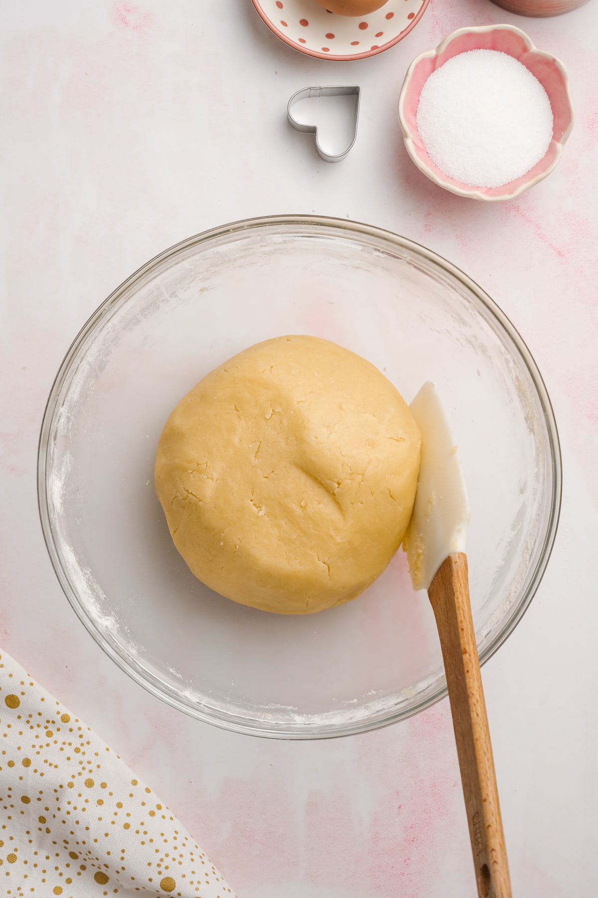 sugar cookie dough in a ball in a bowl