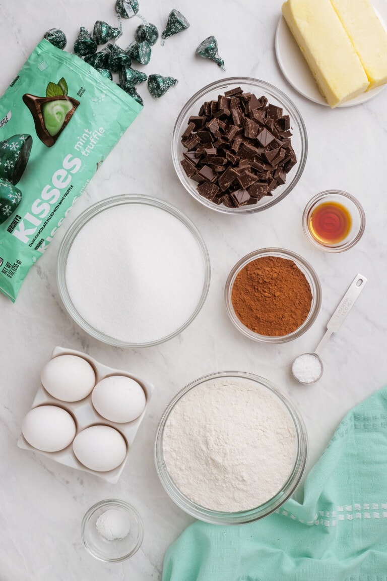 ingredients for mint brownie bites