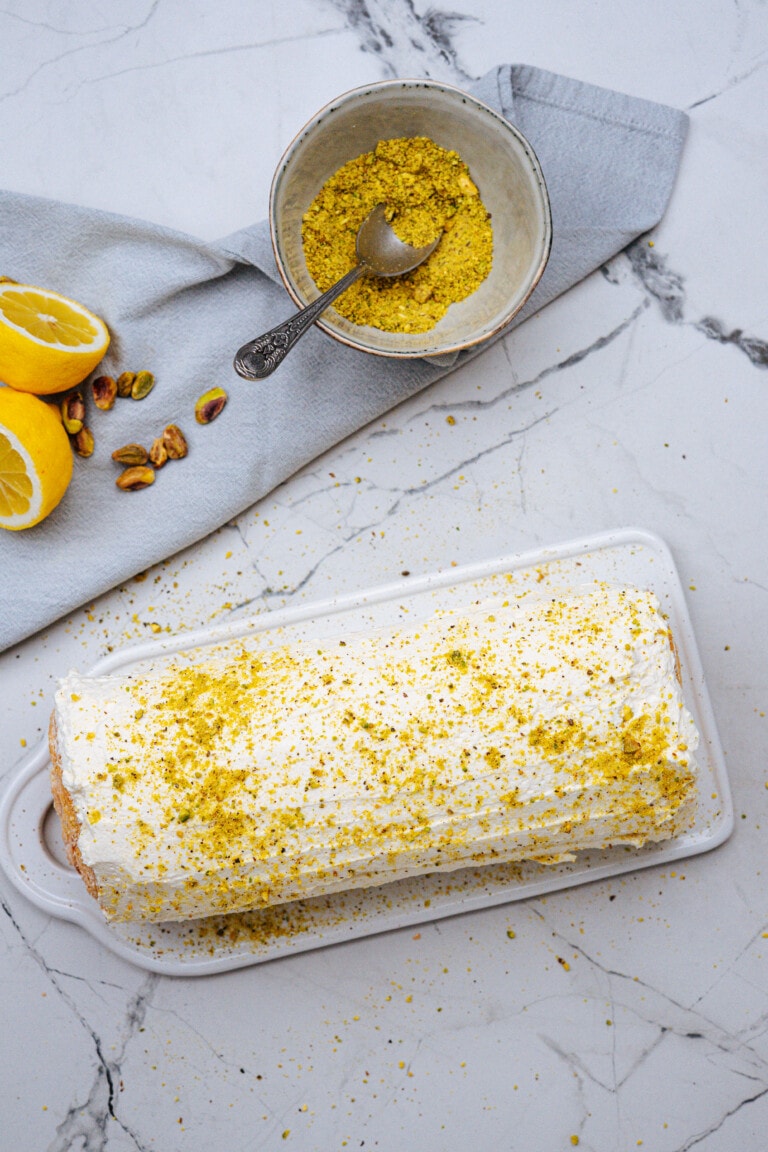 pistachio lemon roll cake