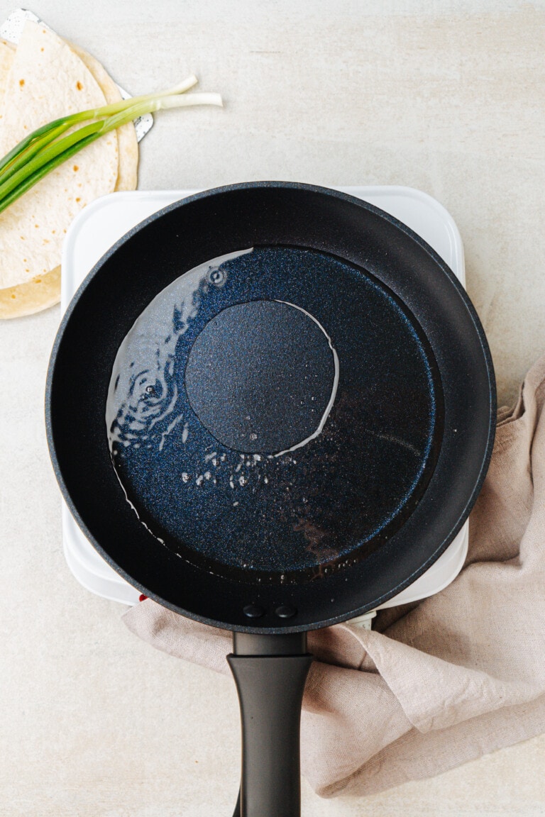 oil in a cast iron skillet