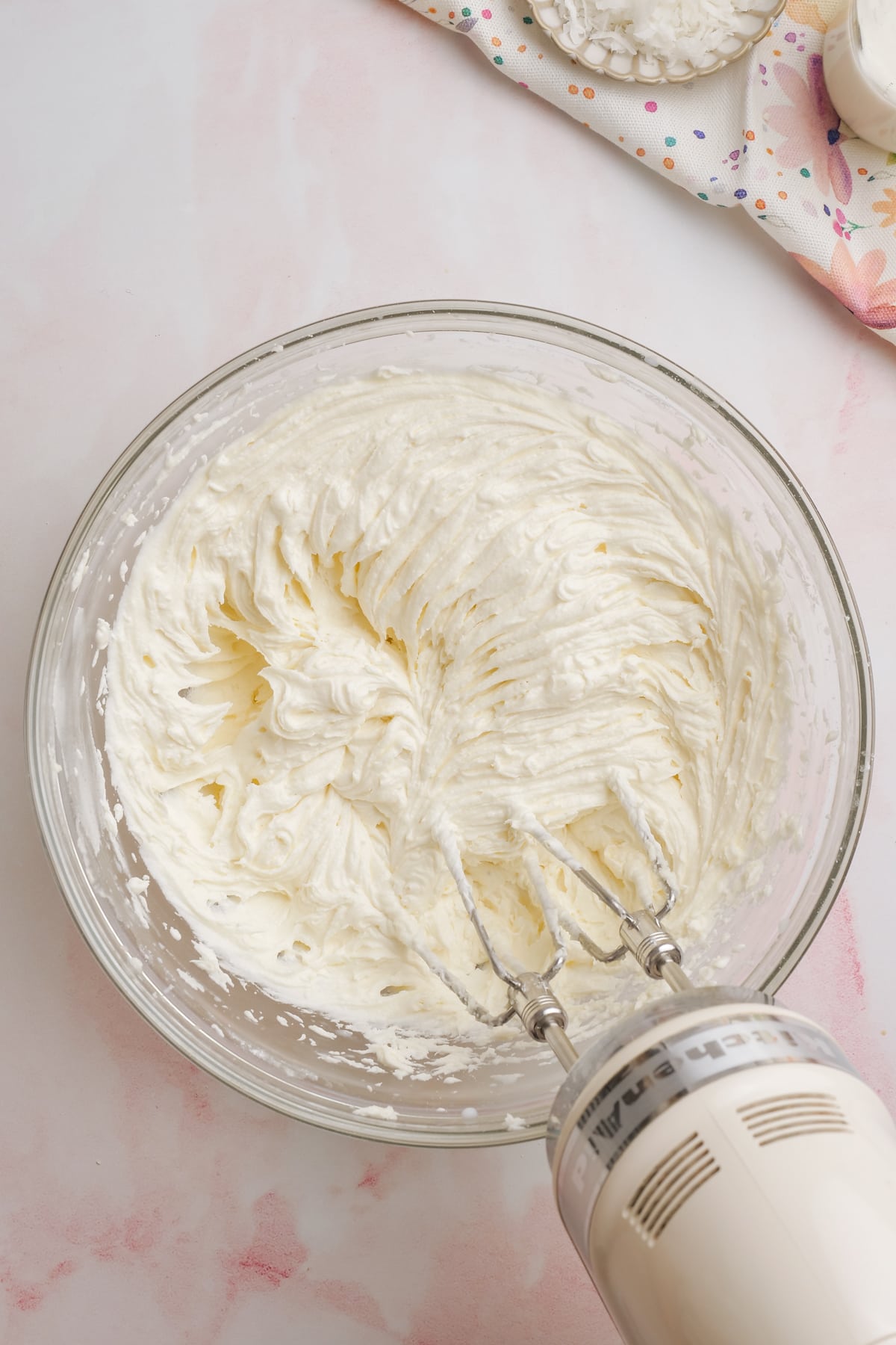 Buttercream frosting in a bowl