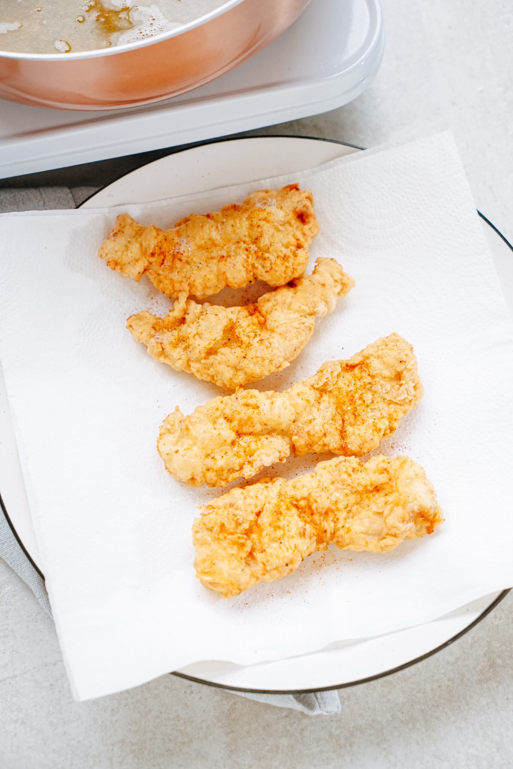 fried chicken on paper towel