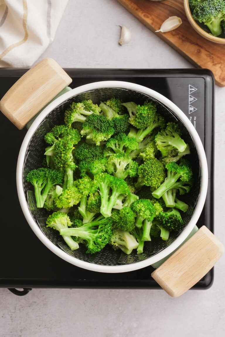 broccoli steaming in a pot