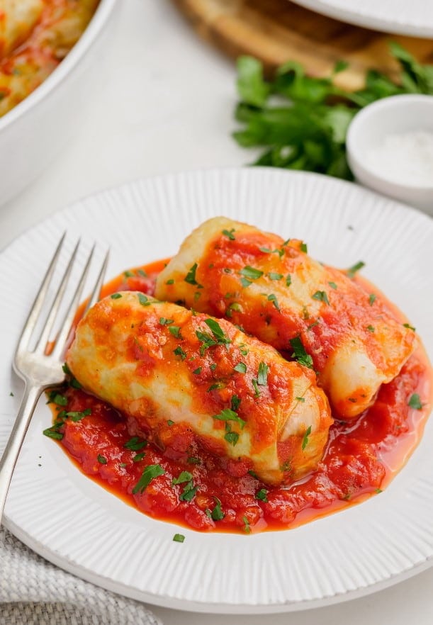 plated cabbage rolls