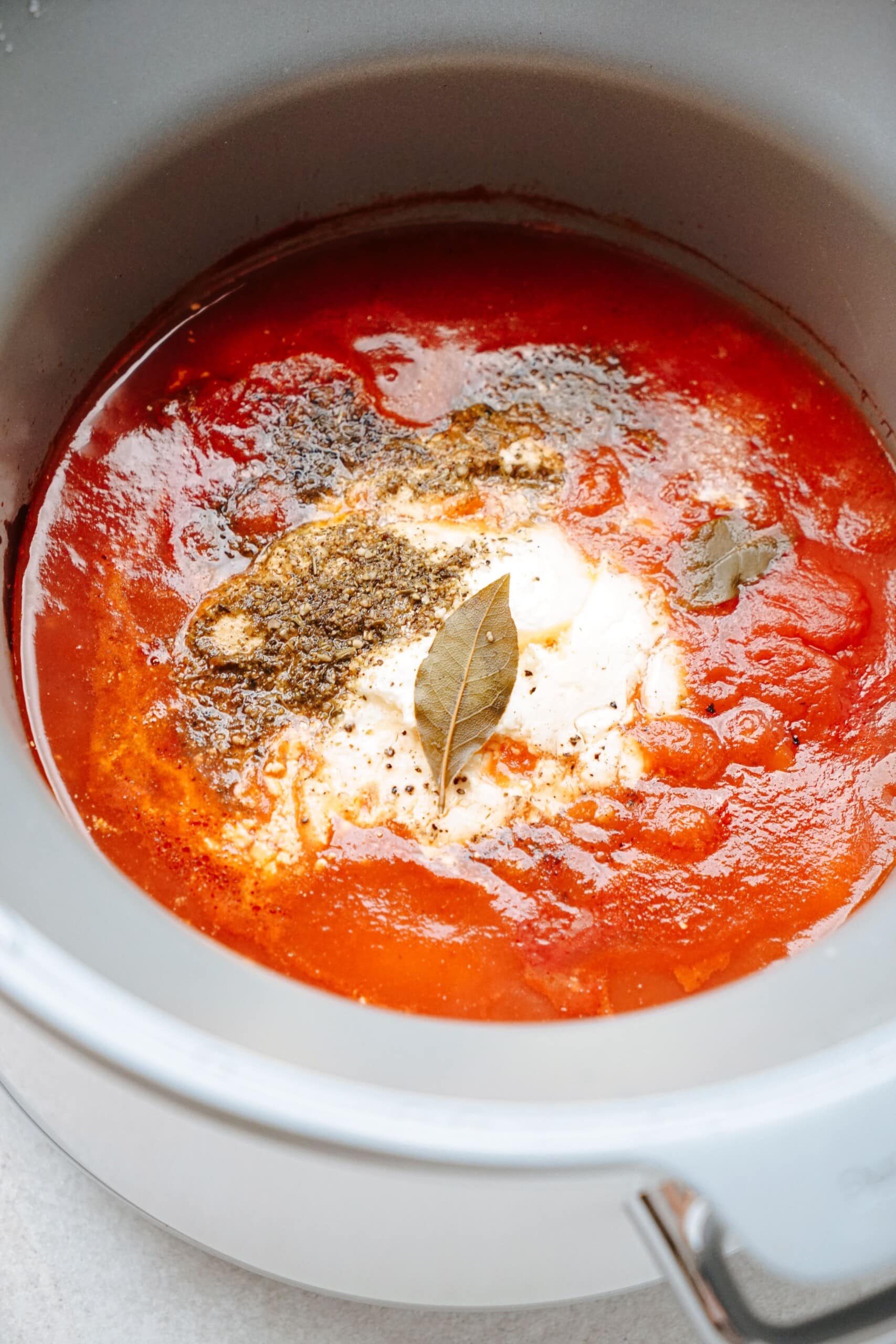 italian chicken pasta ingredients in a crockpot