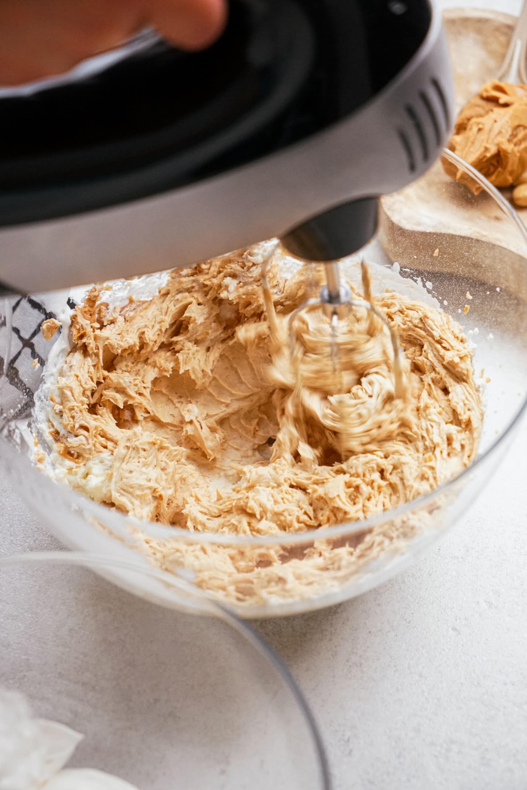 peanut butter frosting whipped with hand mixer