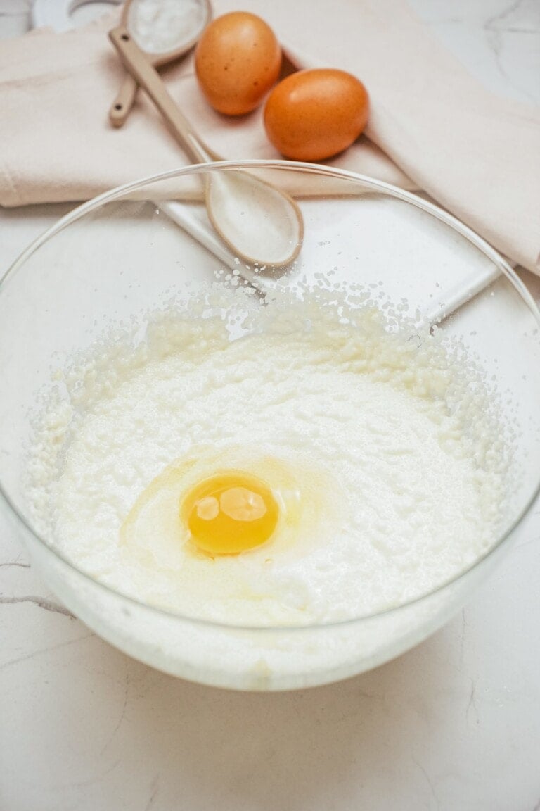 egg added to cake batter mixture