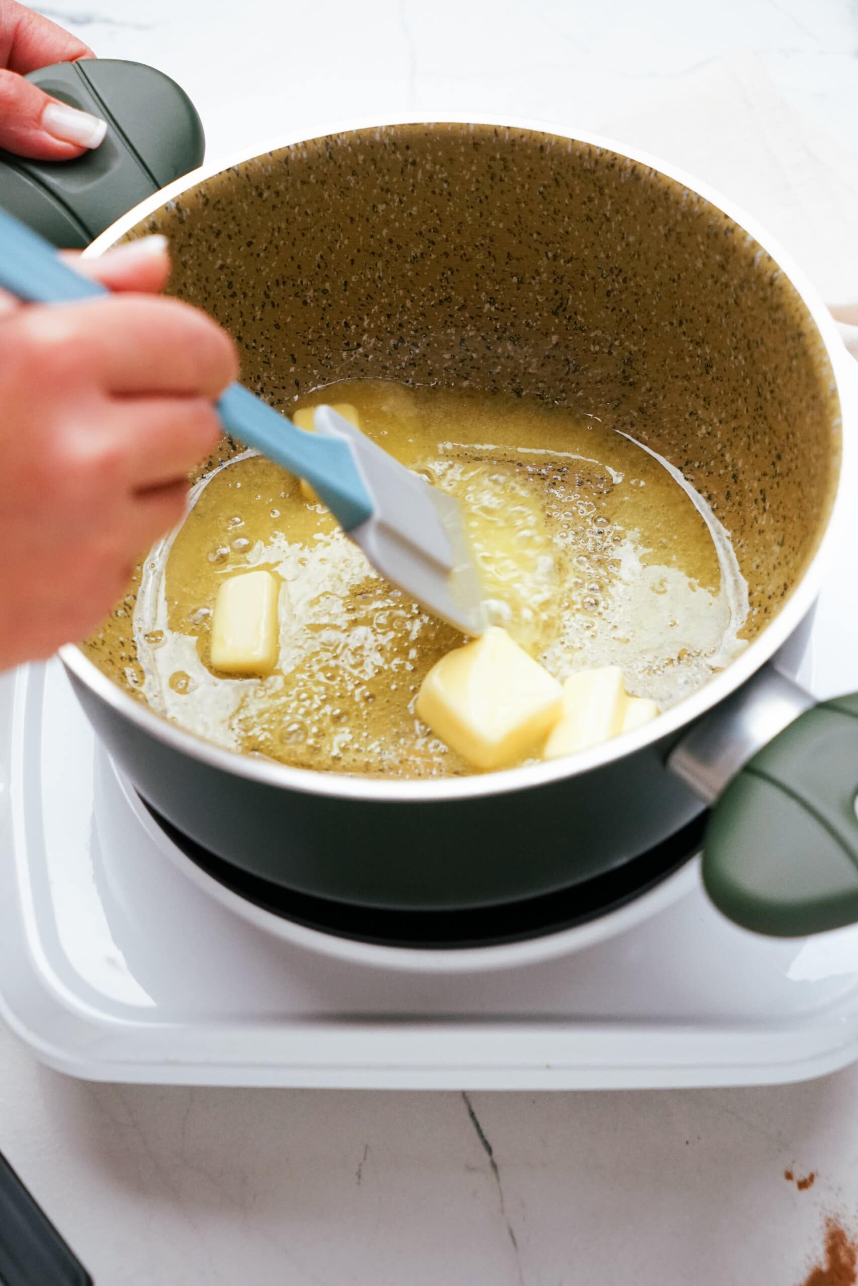 melting butter in large pot