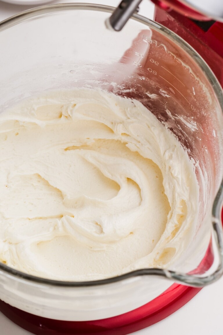 vanilla buttercream frosting in bowl
