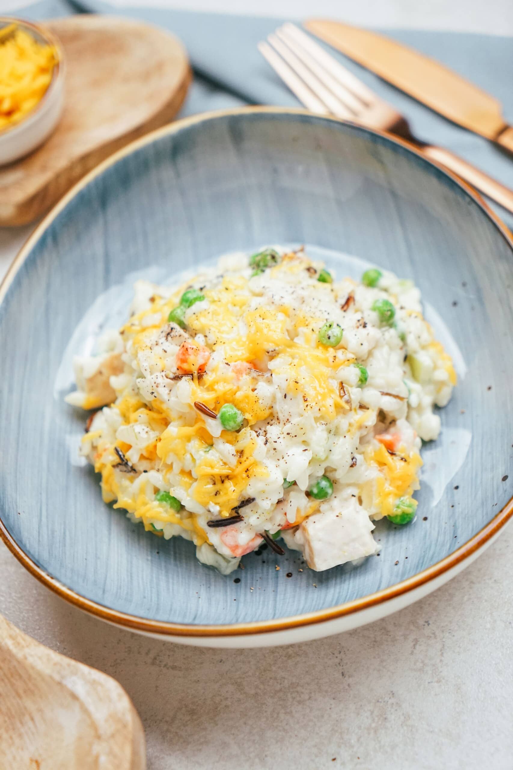 plated chicken wild rice casserole