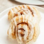 Puff Pastry Cinnamon Rolls on a plate