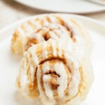 close up of puff pastry cinnamon rolls