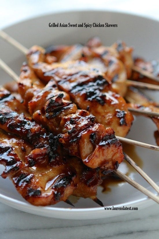 Grilled Asian Sweet and Spicy Chicken Skewers