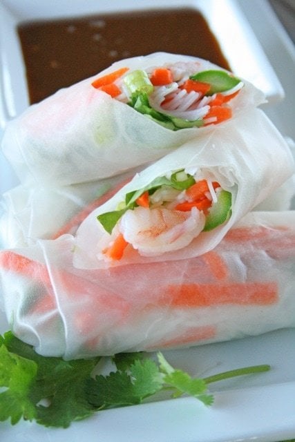 Shrimp Spring Rolls with Sweet Spicy Peanut Dipping Sauce 1