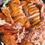 Smoked turkey slices on a platter
