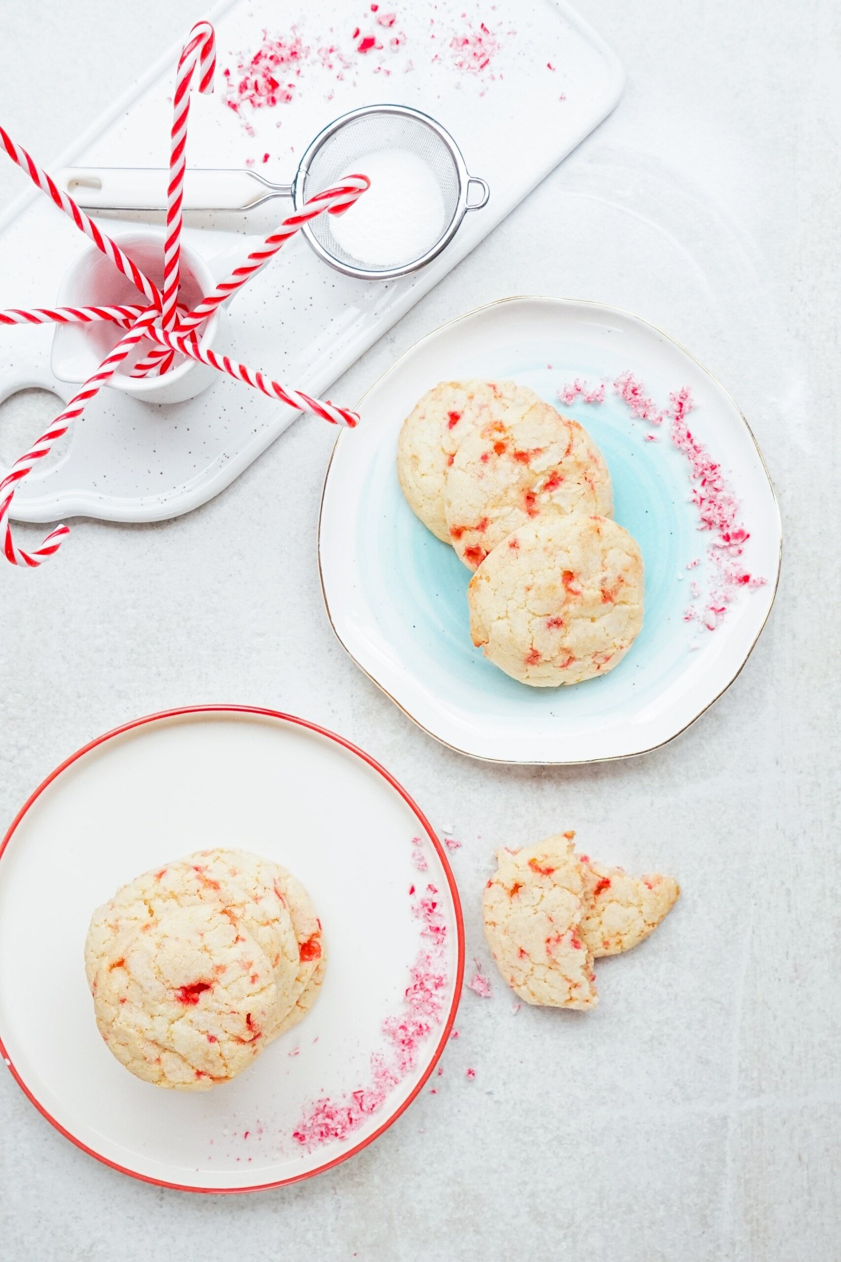 candy cane cookies on a tablescape