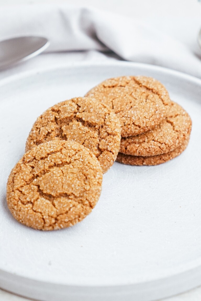 crispy gingersnap cookies on a plate