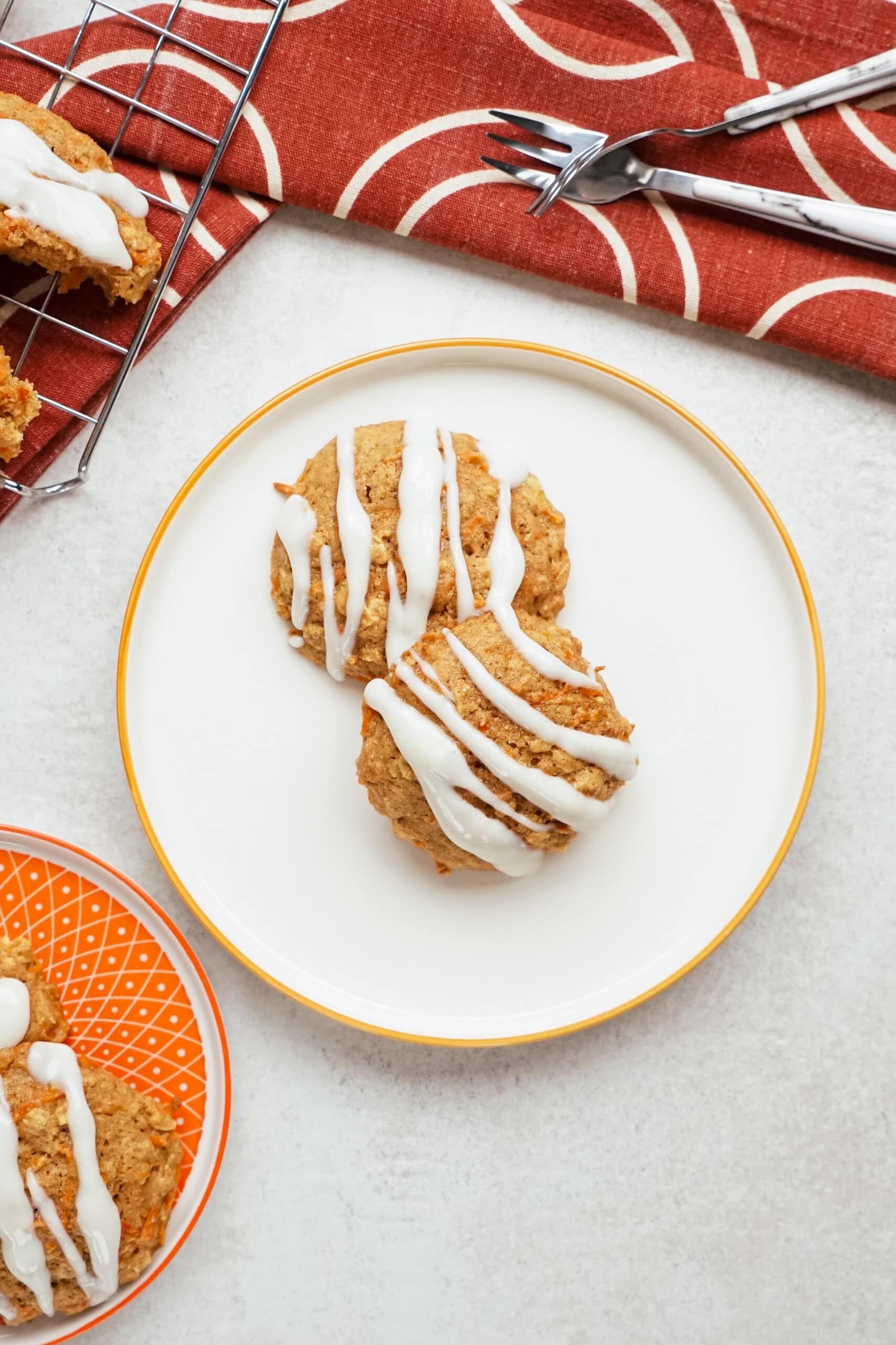 two oatmeal breakfast cookies on a white plate