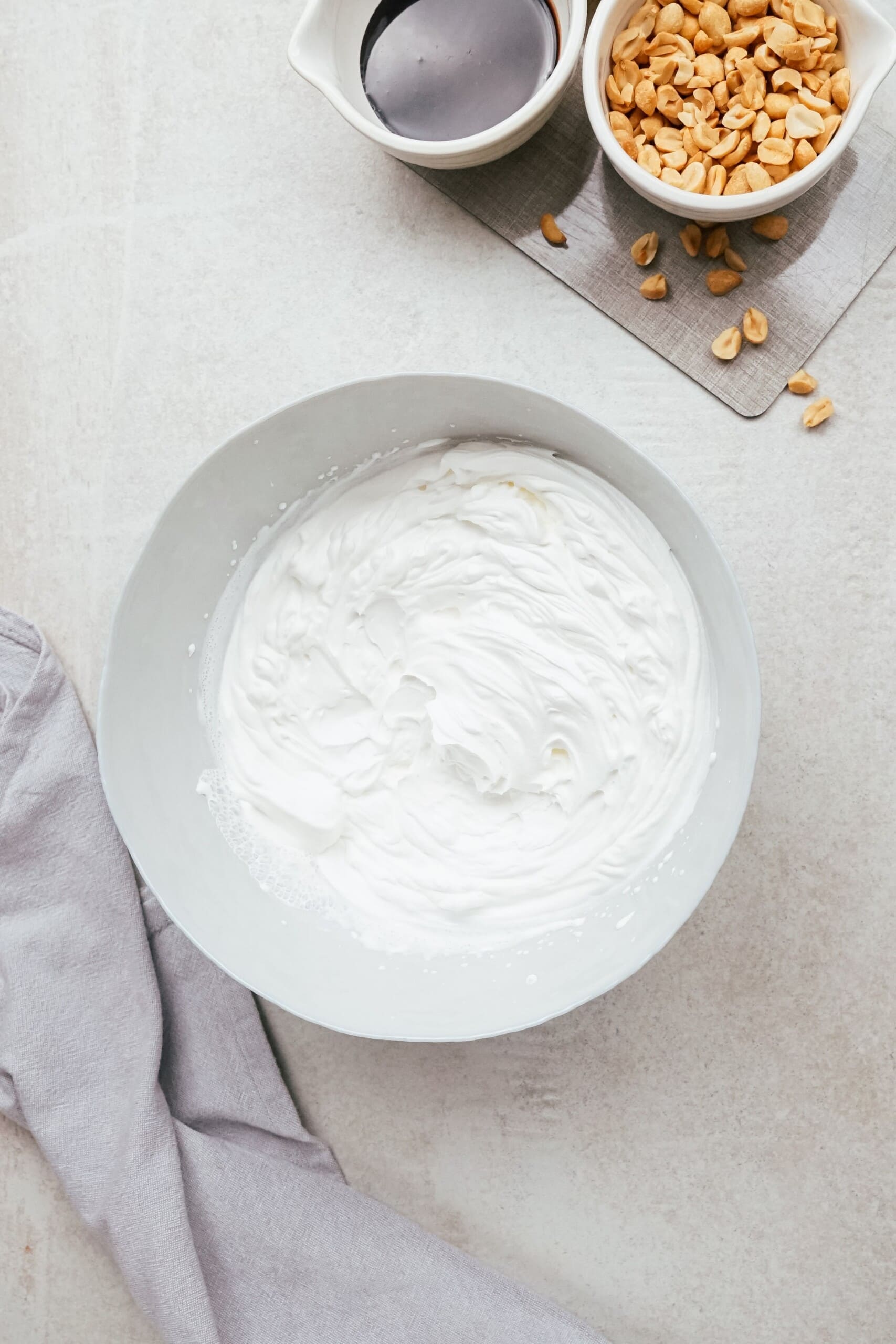 whipped heavy cream in a bowl