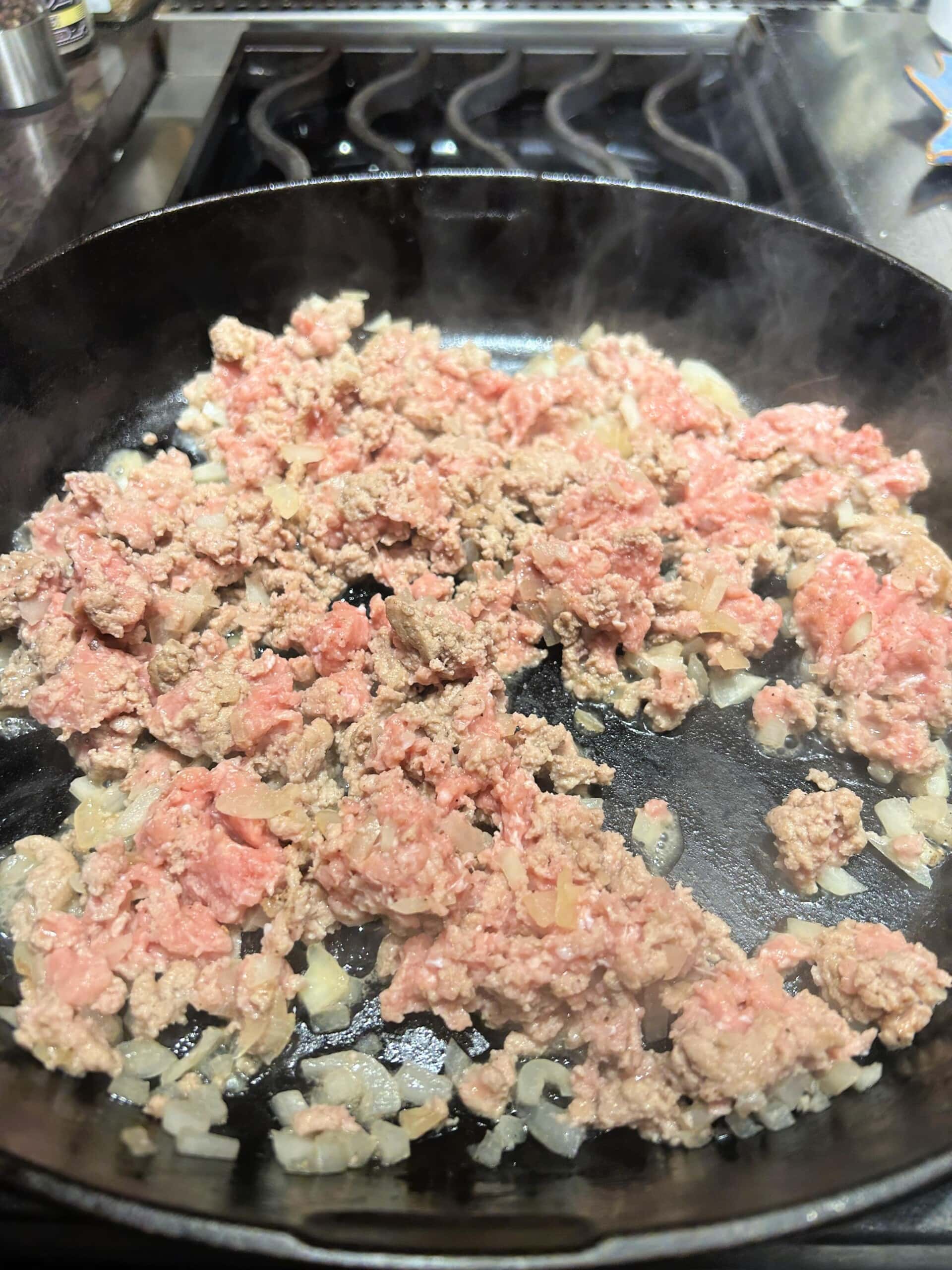 Ground Turkey being cooked in a skillet