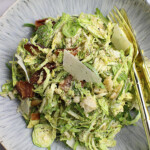 Brussels Sprouts Caesar Salad on salad plate