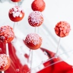 valentines cake pops in a stand