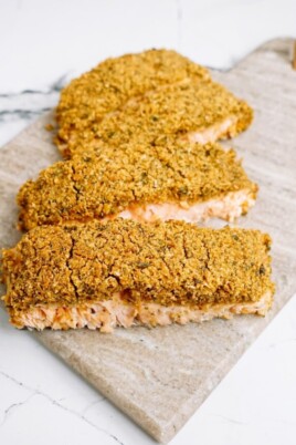 baked salmon with garlic Parmesan