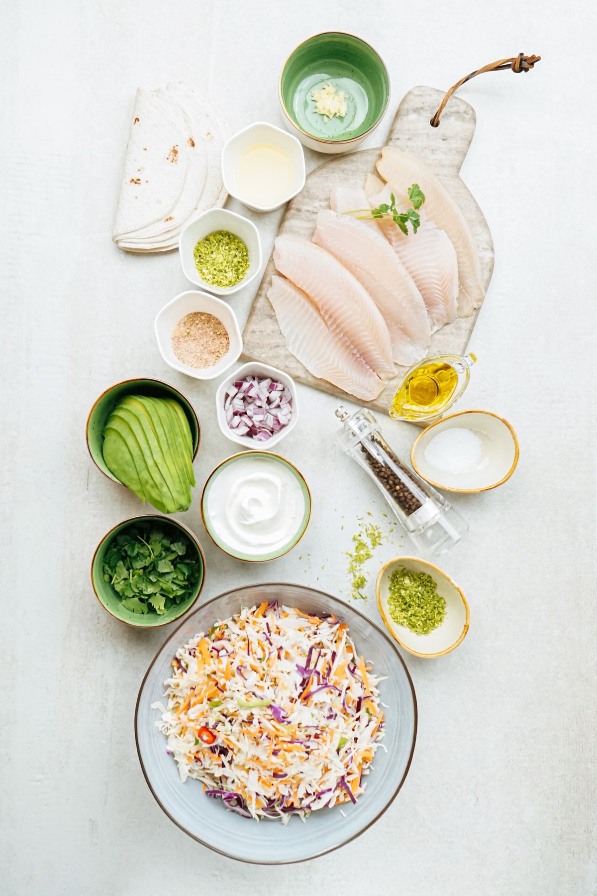 Ingredients for baked fish tacos